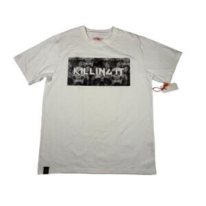 Brooklyn Standard Killin It Skull Edgy Graphic Tee XL White Streetwear NWT